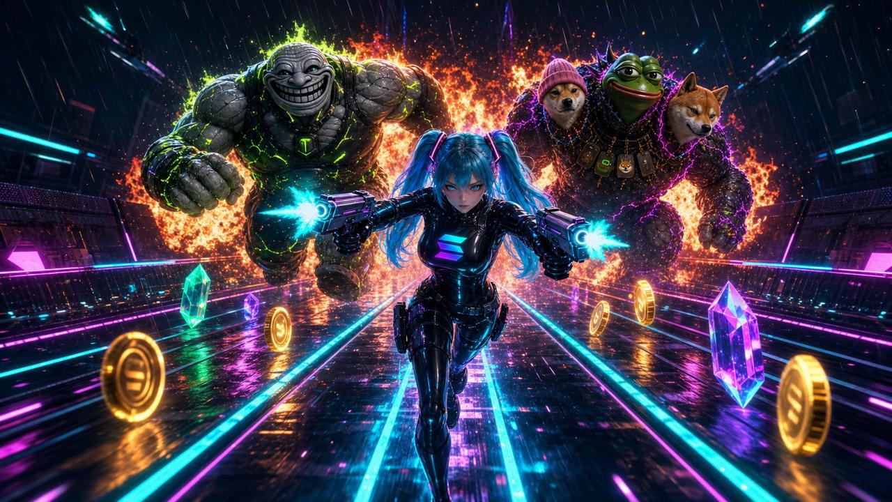HER sprinting the neon lane, bosses on her six
